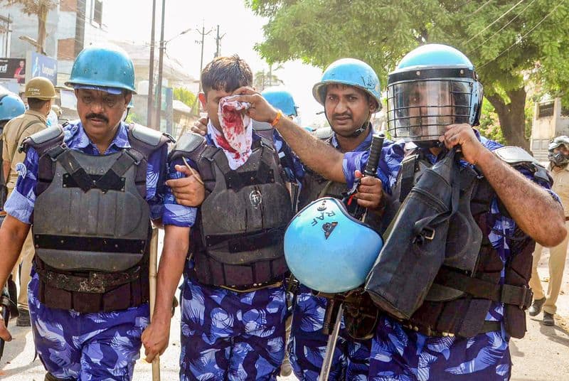 Rapid Action Force  conducts Flag March Rally At Old City in Hyderabad