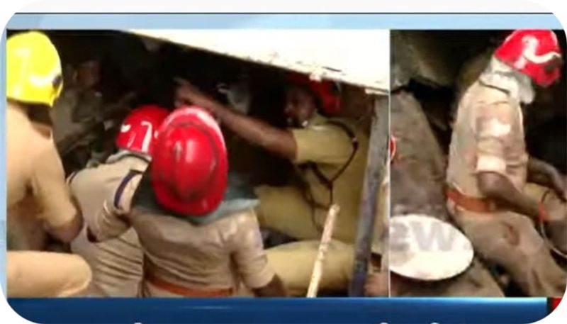 Accident near a building under construction in trivandrum Workers fell to the ground