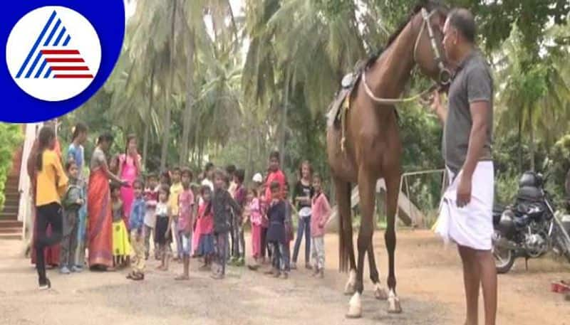 Children Going to School With The Desire to Ride Horse in Chamarajanagara grg