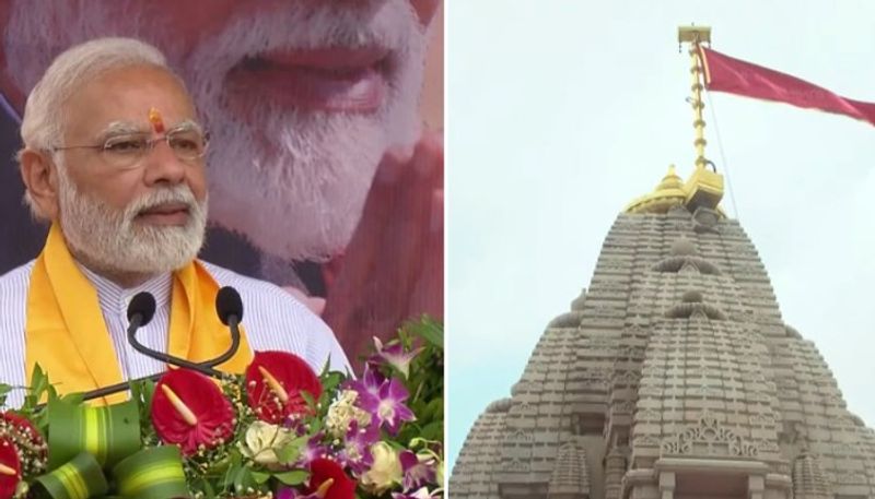 PM offers prayers at Gujarat Mahakali temple in Pavagadh hoists dhwaja atop shrine pod