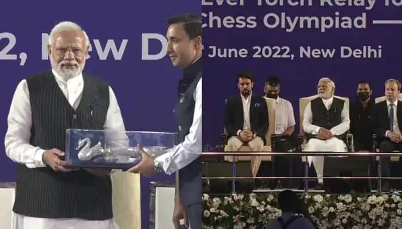 44th chess olympiad torch relay inagurates pm modi 