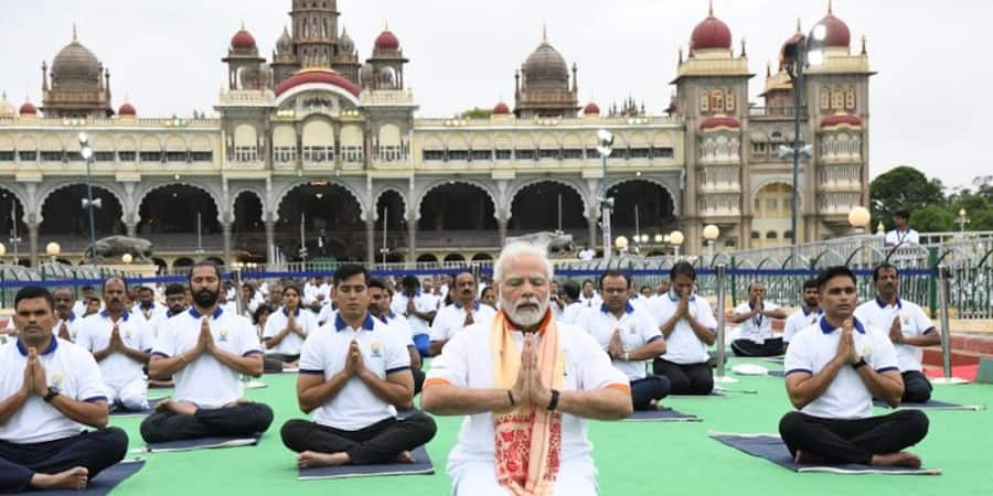 PM Narendra Modi Karnataka visit on yoga day live updates from Mysore in Kannada pod