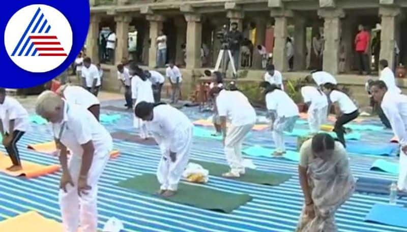 International Yoga Day Celebrate at Hampi in Vijayanagara grg