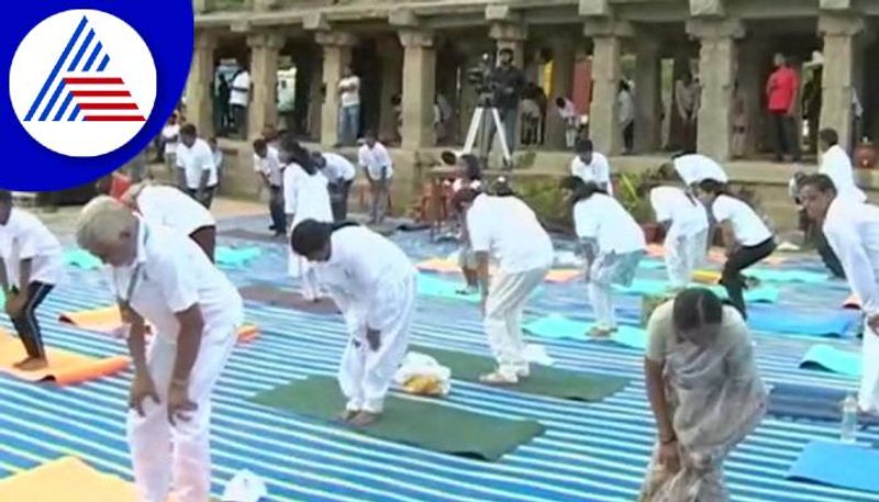 International Yoga Day Celebrate at Hampi in Vijayanagara grg