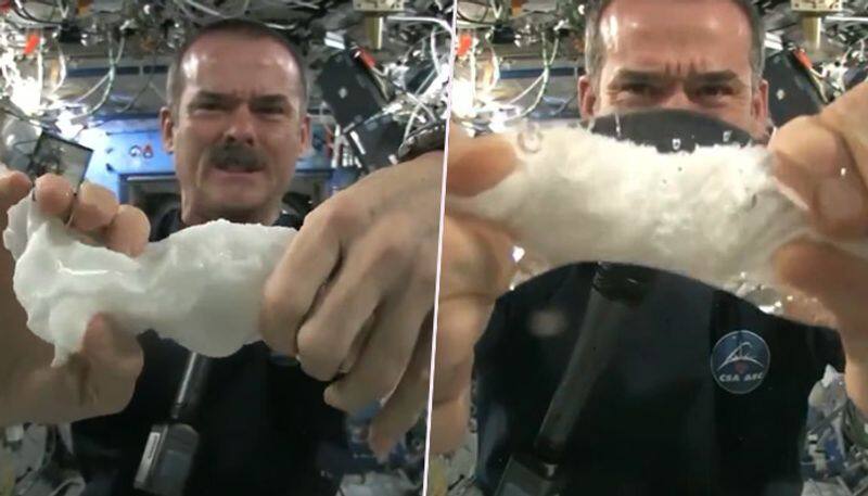 Astronaut demonstrates the result of squeezing a wet towel in space: video goes viral - gps