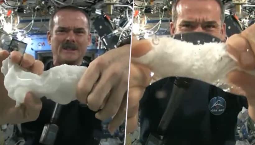 Astronaut demonstrates the result of squeezing a wet towel in space: video goes viral