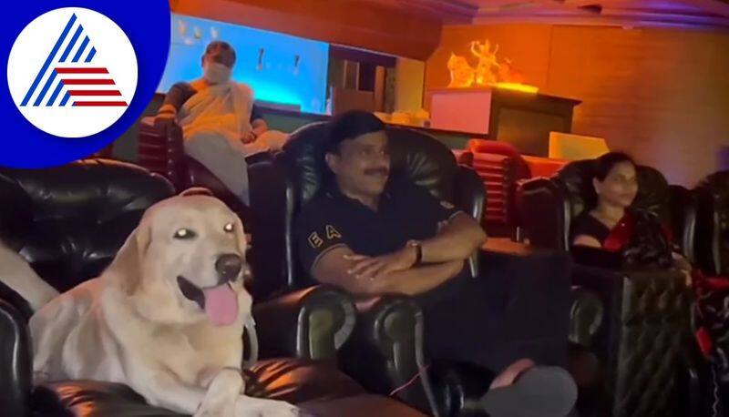 ex minister janardhan reddy watched 777 charlie movie with dog gvd