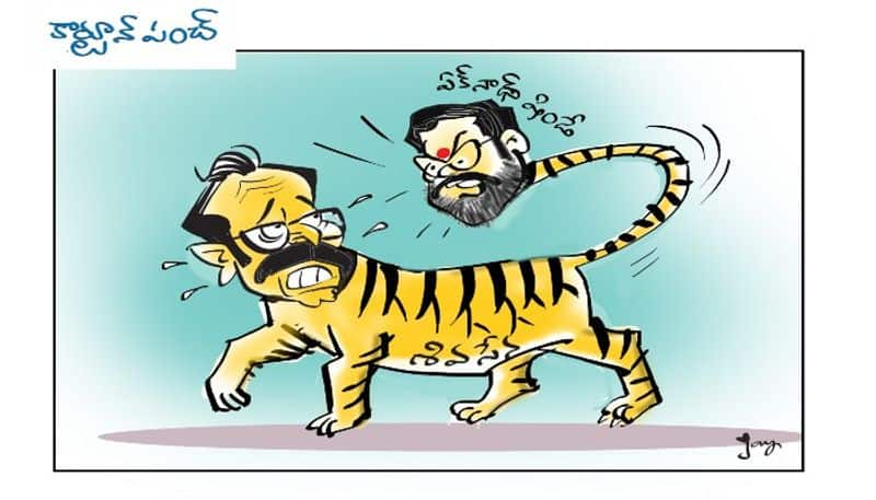 cartoon punch on Eknath Shindey dominates uddhav thackeray in Shivsena