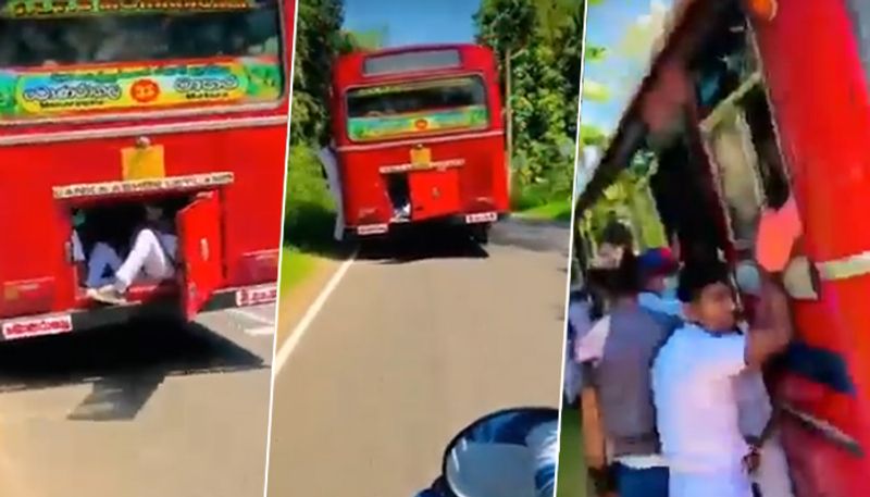 Watch: Amidst fuel shortage in Sri Lanka, people hang from loaded bus - gps