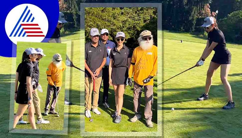 Rakul Preet Singh plays golf with Kapil Dev and Sadhguru in Washington DC sgk