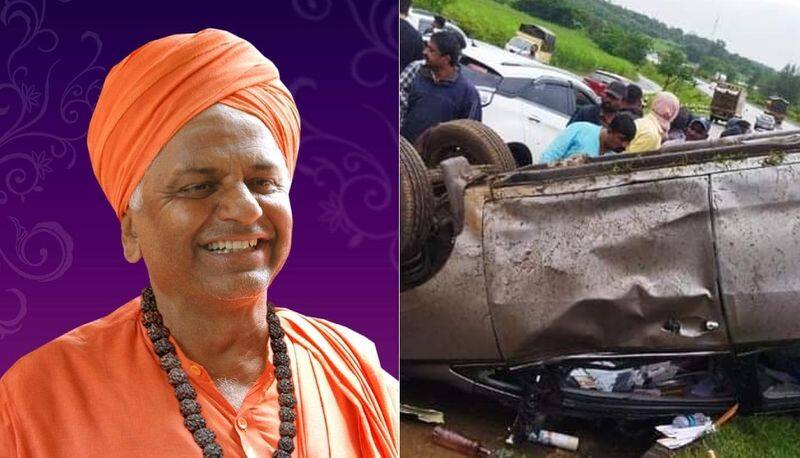 Nidasoshi Math Shree Shivalingeshwara Swamiji car met with accident while returning from  Chandrashekhar Guruji funeral mnj  