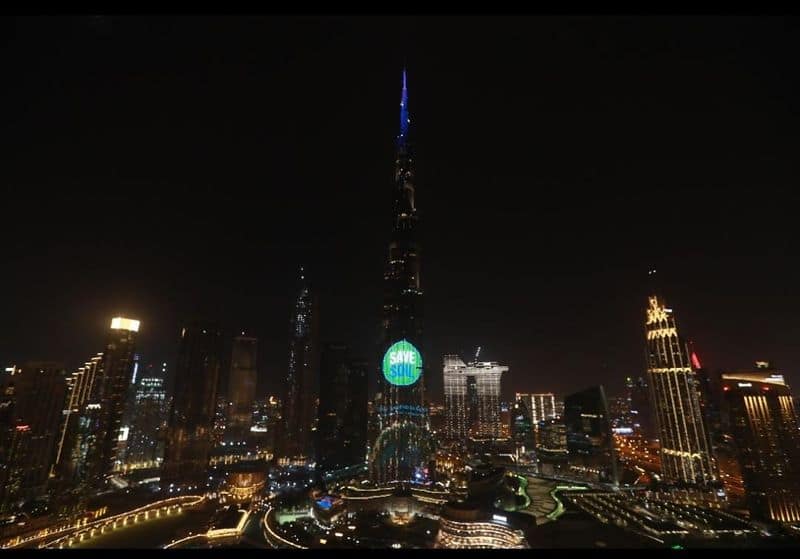 Dubais Burj Khalifa lights up in support of Sadhgurus Save Soil Movement