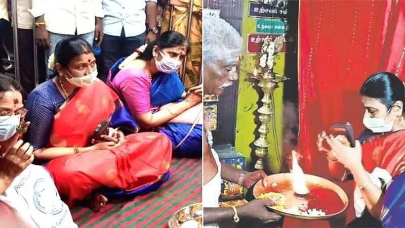 CM MK Stalin wife Durga Stalin visited Angalaparameshwari Amman temple at Melmalayanur yesterday