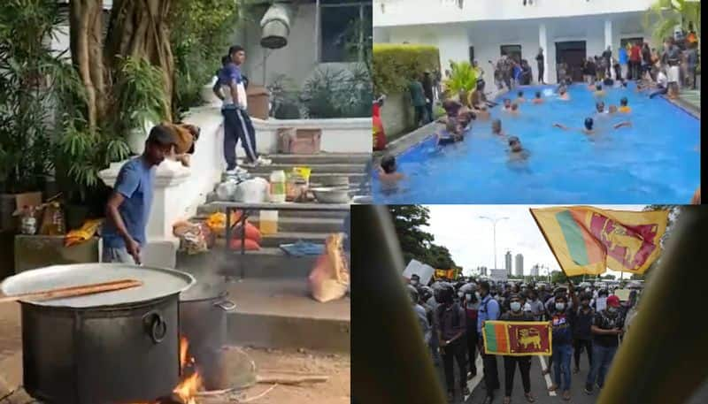 The protestors ignited the big stove in the Sri Lankan President's home complex