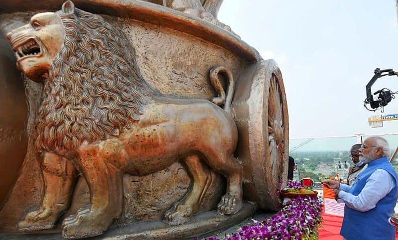 Why makes the 16,000 kg national emblem over new Parliament unique?