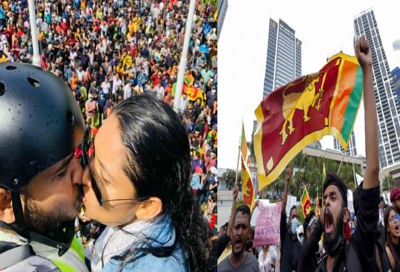 couple share their love in between srilanka protest gone viral