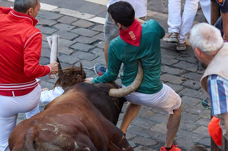 Pamplona festival with bullfighters