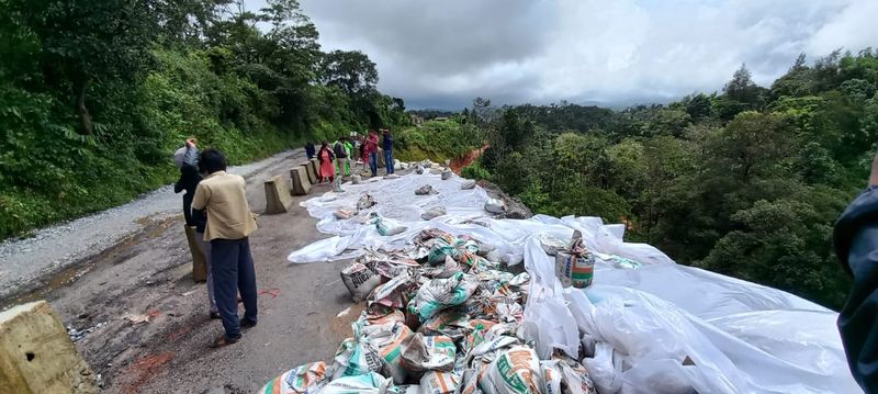 landslides caused near donigal due to heavy rain in hassan District rbj