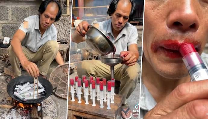 Man creates lipstick with used syringes; unique process stuns netizens 