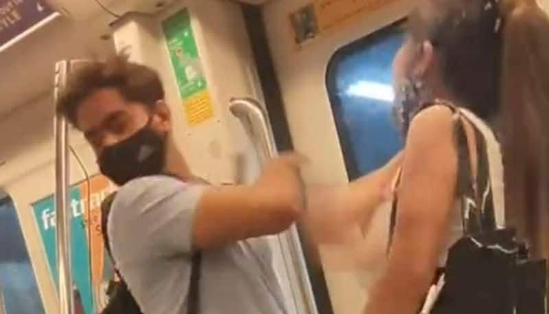 Viral video Delhi woman repeatedly slaps man in metro after scuffle over Zara tshirt gcw