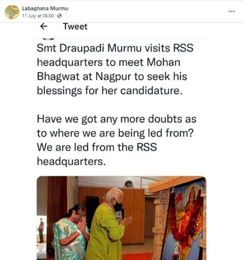 draupadi murmu did not meet RSS mohan bhagwat edited picture viral on Social Media mnj 