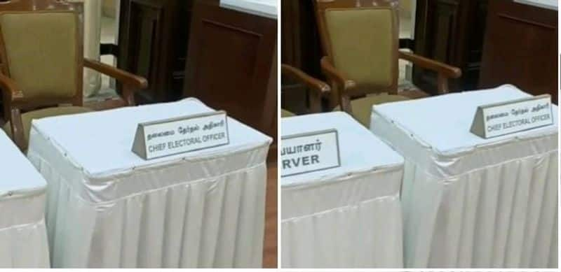 Presidential election polling started. election officials inspect in the voting booth