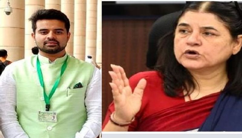 Hassan JDS MP Prajwal Revanna  Hits Back at UP BJP Leader Maneka Gandhi Allegation rbj