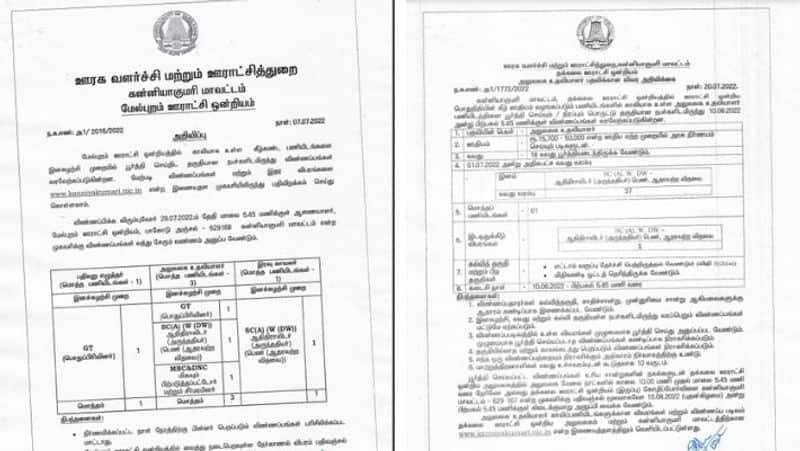 Jobs in rural development of Kanyakumari district notification released