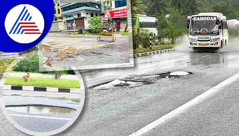 Heavy Path Holes On Udupi Road  Vehicle Movement Problem rav