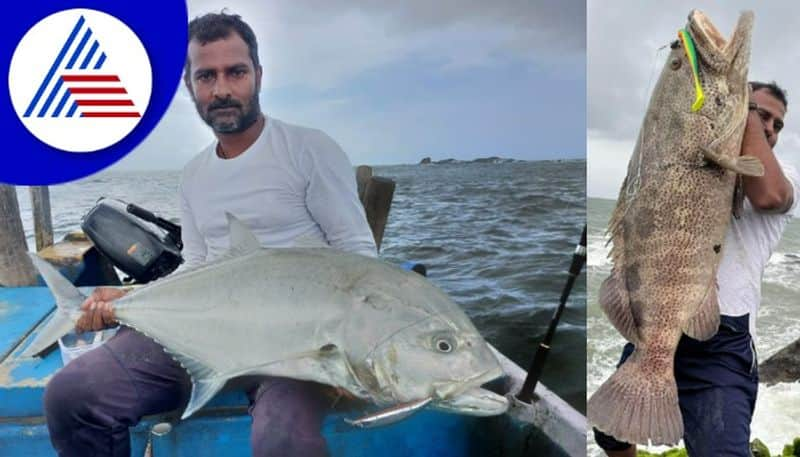 big fish caught through fishing hook in udupi malpe beach gow