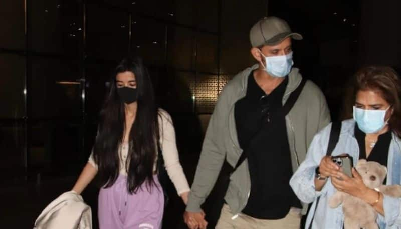 actor Hrithik Roshan and Saba Azad   spotted at Mumbai airport