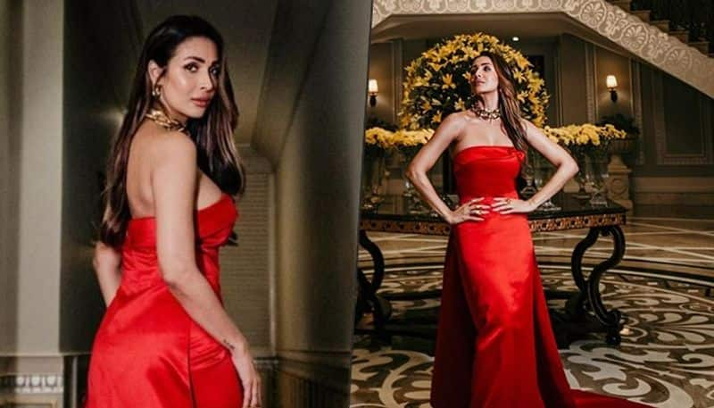 Malaika Arora looks ravishing in RED HOT strapless gown drb