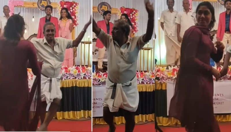 Kerala Grand Father and daughter dance in wedding goes viral akb