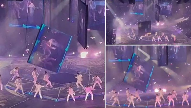 shocking video of giant screen fell Mirror band performing in Hong kong concert