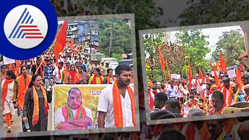 A massive protest march in Madikeri rav