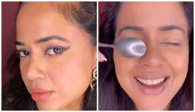 Sameera Reddy shares easy eye shadow hack using a spoon