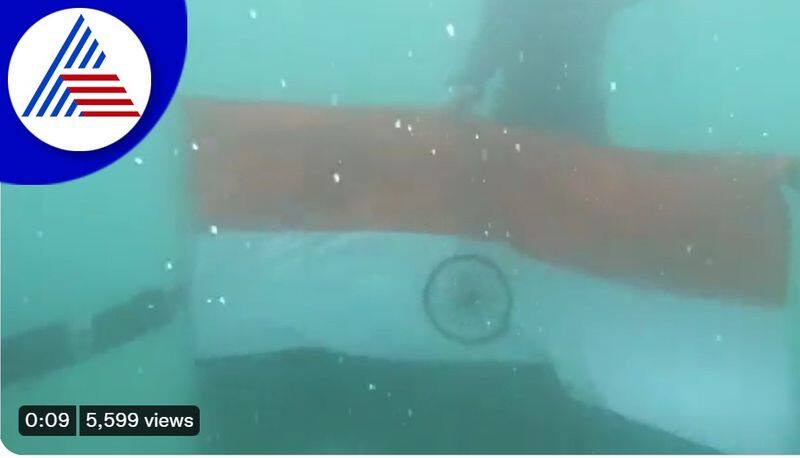 As part of 75th years of Indias independence celebration Indian Coast Guard performed an underwater flag demo akb