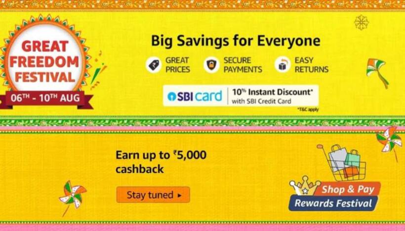 Amazon Great Freedom Festival Sale: 6 अगस्त से होगा शुरू, फोन टीवी और फ्रीज पर 80% की छूट