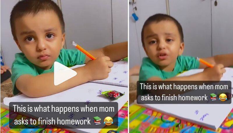 kid annoying to do home work, little boy video goes viral akb