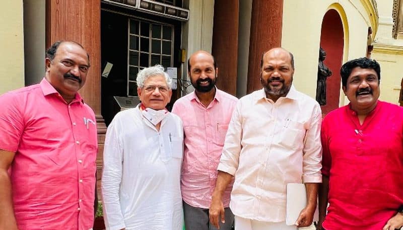 yechury p rajeev kn balagopal visit parliament house again