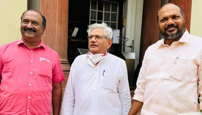 yechury p rajeev kn balagopal visit parliament house again