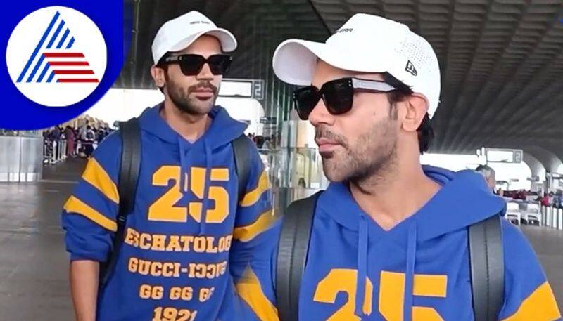 Actor Rajkummar Rao looks cool in casual look in Mumbai Airport vcs 