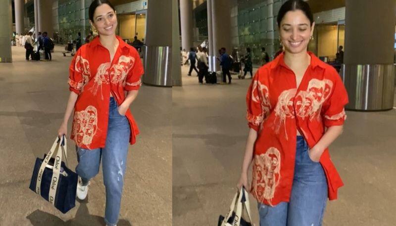 Tollywood Actress Tamanna Bhatia spotted at airport sgk