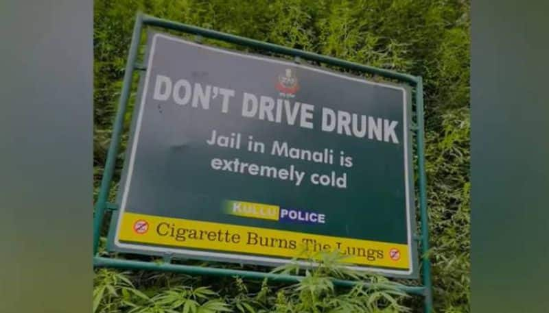 Kullu police variety sign board to prevent drink and drive 