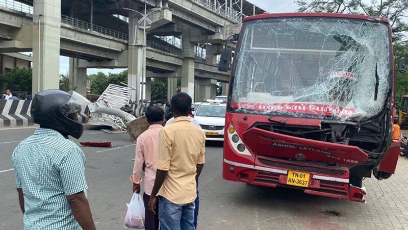 signpost falls near guindi Kathipara Junction...One people killed