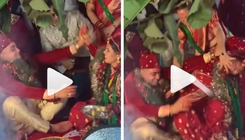 fight between bride and groom on wedding day 