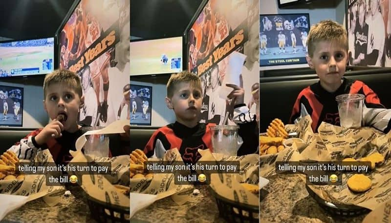 father ask to toddler son to pay for meal at restaurant video goes viral