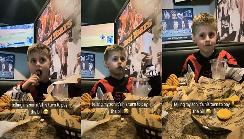 father ask to toddler son to pay for meal at restaurant video goes viral