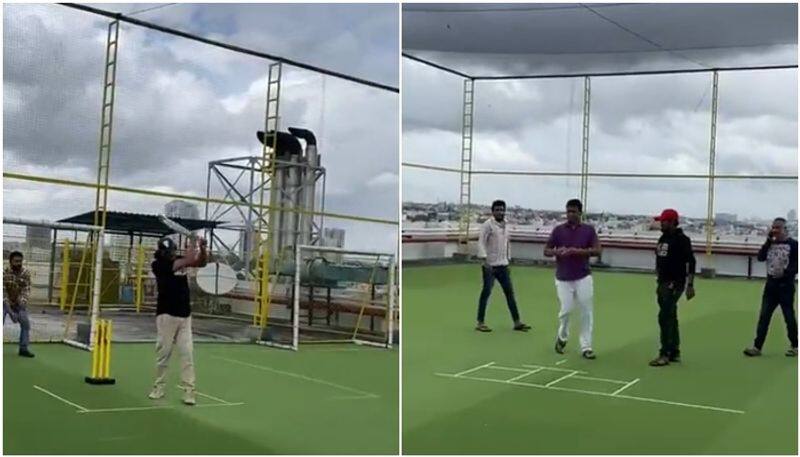 real star upendra playing cricket with UI film team sgk