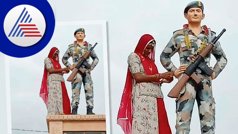 Woman ties rakhi on martyred brother statue in Rajasthan, photo goes viral in internet